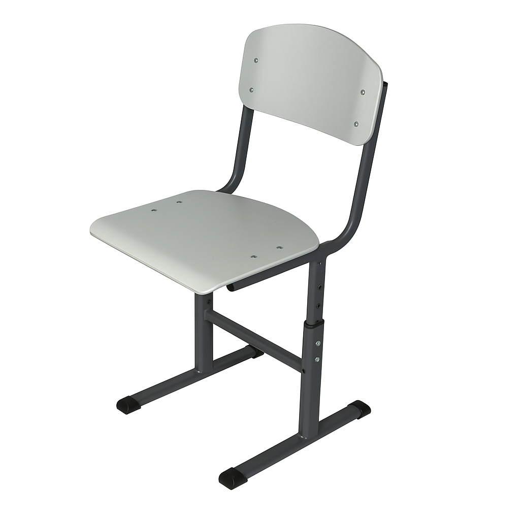 Стілець учнівський Т-подібний, з регулюванням глибини сидіння, на металевому каркасі (плоскоовальна труба), ЛЕЛЕКА, 360х380-415х(670)710-790 мм.